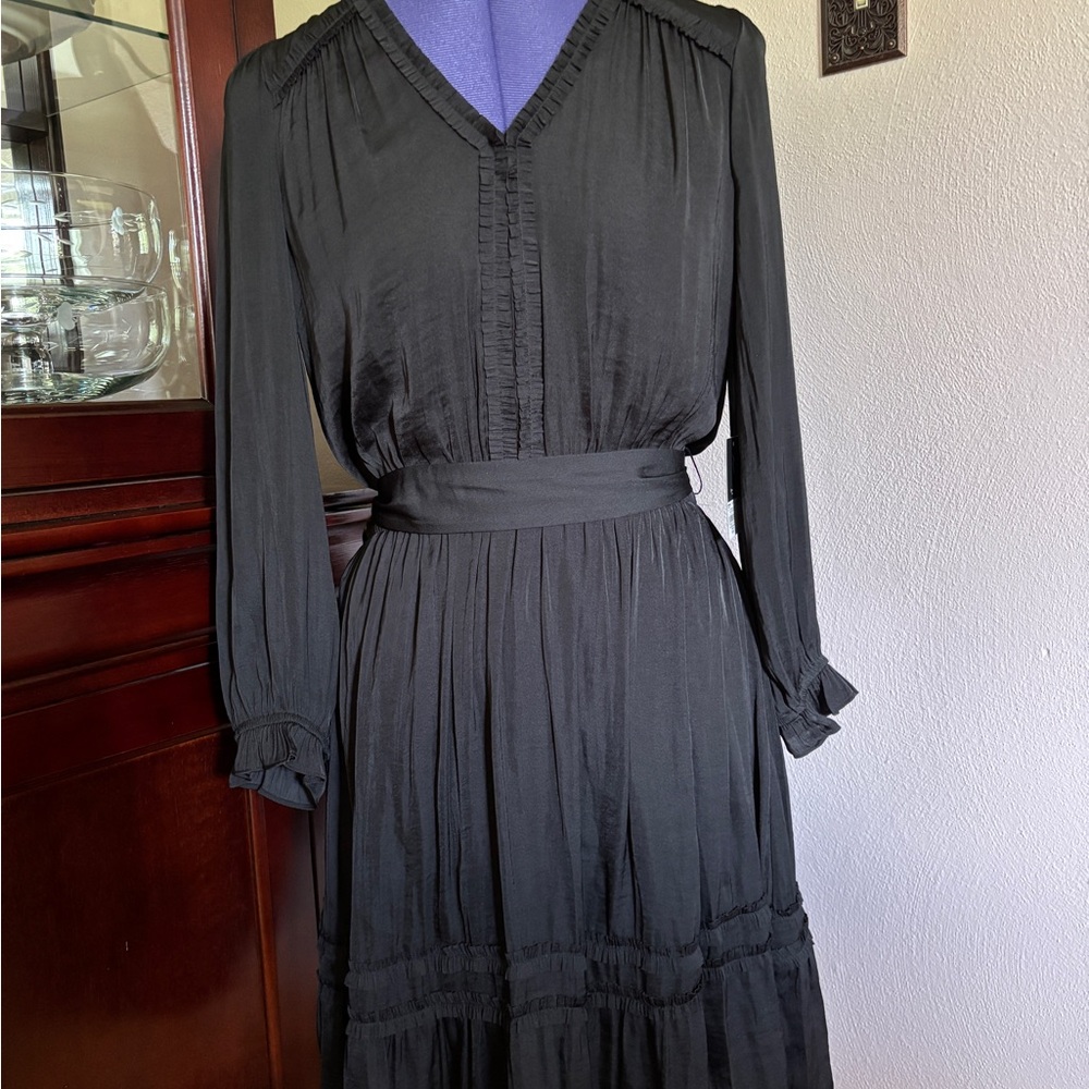 Simply Vera Wang Midi Dress Long Sleeve Black Women’s Small